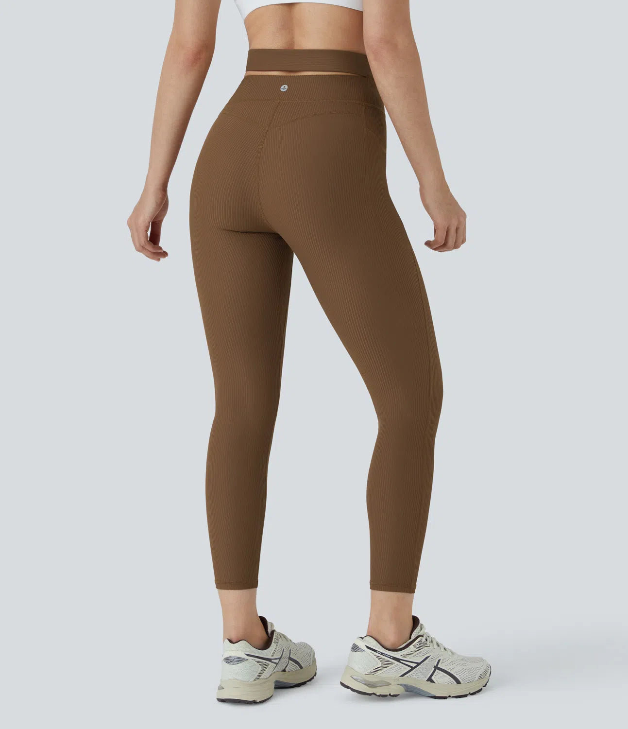 Ribbed Adjustable Buckle High Waisted Side Pocket Yoga Leggings